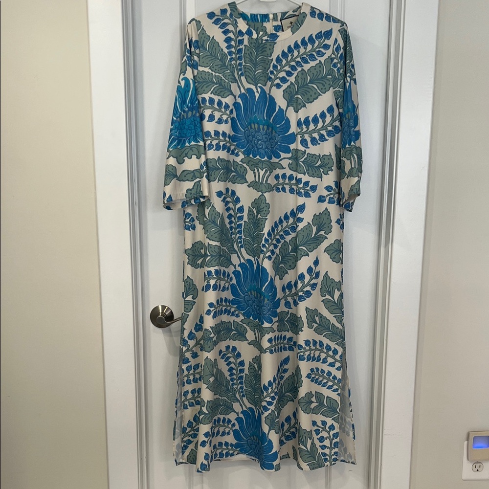 Elegant Blue Floral Women's Dress